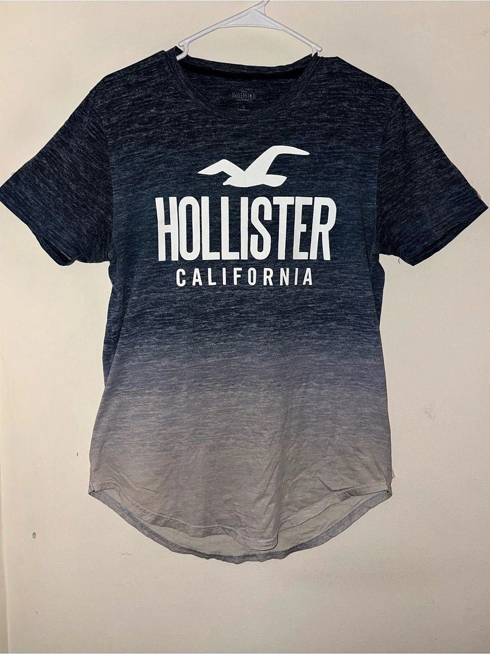 Hollister Ombre Graphic Logo T-Shirt Blue & Gray Medium